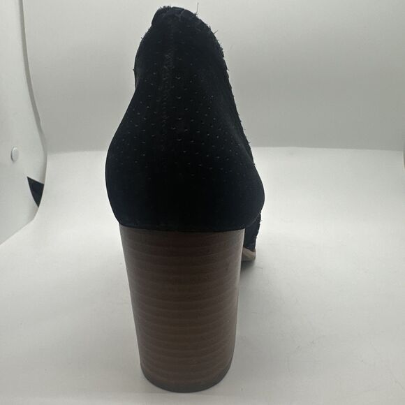 Jack Rogers Size 10 M Black Suede Peep Toe Booties Side Zip Stacked Heel Shoes - Picture 6 of 14